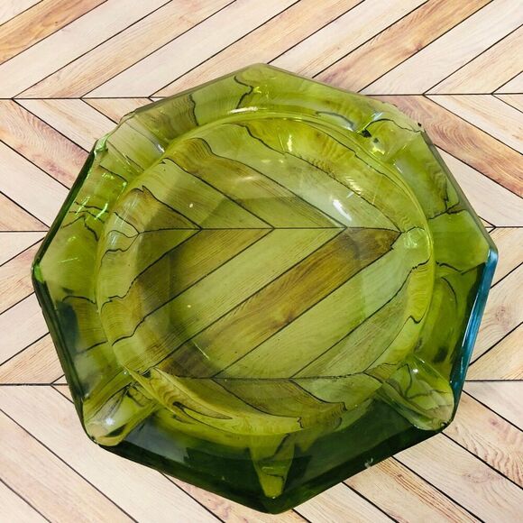 Vintage Retro 70s Style Depression Green Cigar/Cigarette Ashtray w/ flaws - Picture 2 of 6